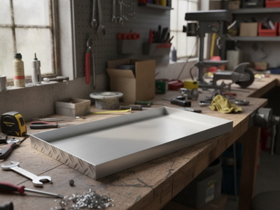 Blechwanne nach Maß auf Tisch in Werkstatt